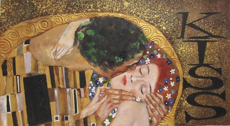 store falso d'autore Kiss particular di Gustav Klimt